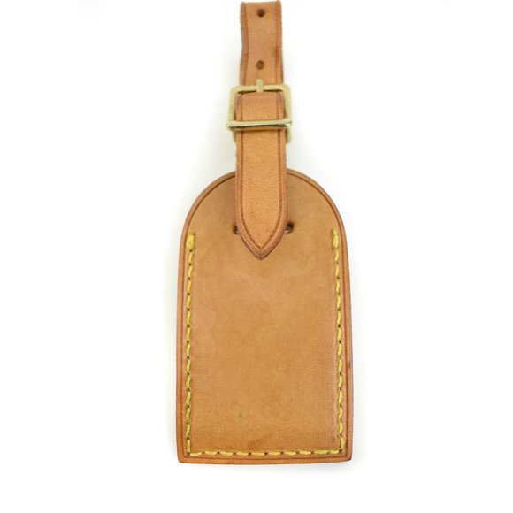 LOUIS VUITTON: Tan, Vachetta Leather, Logo Small Luggage Tag (sh) - Picture 3 of 4